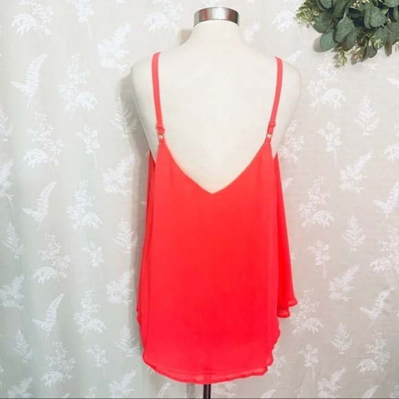 3/$22🩶 FLAW Torrid Womens Top Cami Neon Coral Chiffon Plus Size 1 1X - Picture 8 of 10